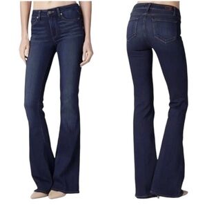 Paige Laurel Canyon Low Rise Flare Jeans Medium Dark Blue Wash